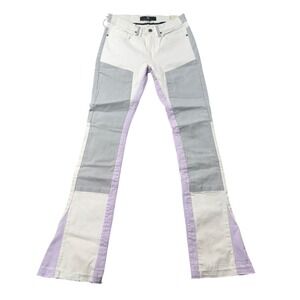 Jordan Craig Sean Stacked Jeans Mens 30x35 Moon Beam White Grey Purple Patchwork